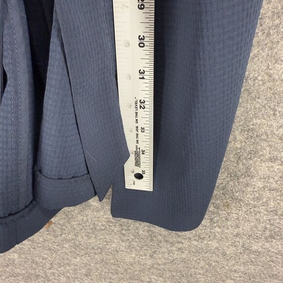 H&M Blazer Women 6 Blue Open Front Belted Sleeveless Lined Long Classic Fit - Picture 6 of 7